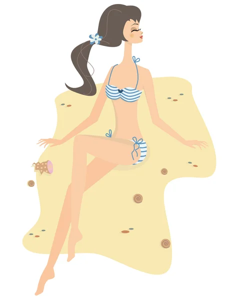 Девушка и купальники в полоску — стоковый вектор