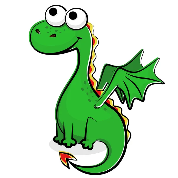 Funny green dragon — Stock Vector