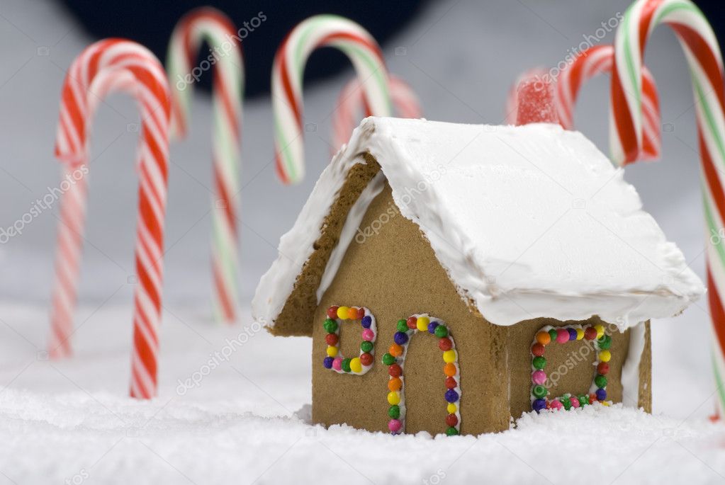 Christmas Gingerbread House Closeup