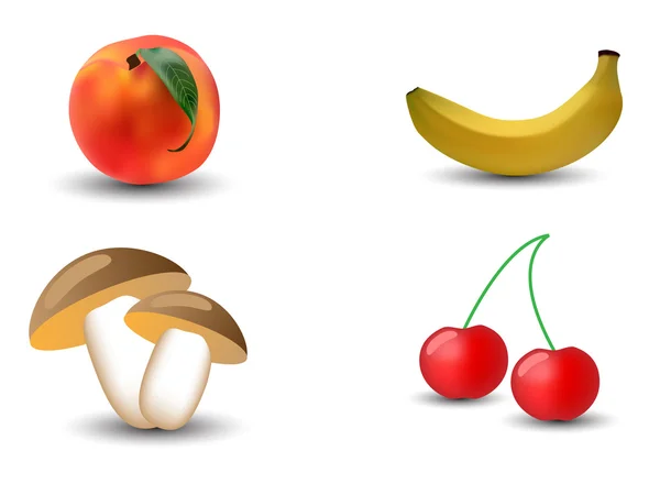 水果和蘑菇 — 图库矢量图片