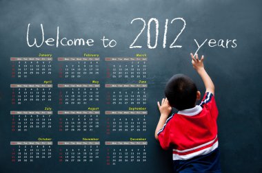 2012 calendar with a boy clipart