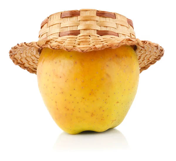 Apple met stro hoed — Stockfoto