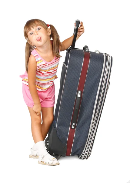 Child girl with baggage — Stock Photo, Image