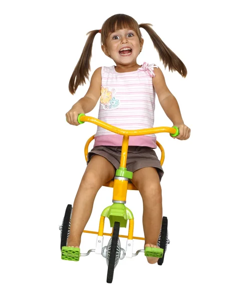 아이 여자 드라이브 자전거 — 스톡 사진