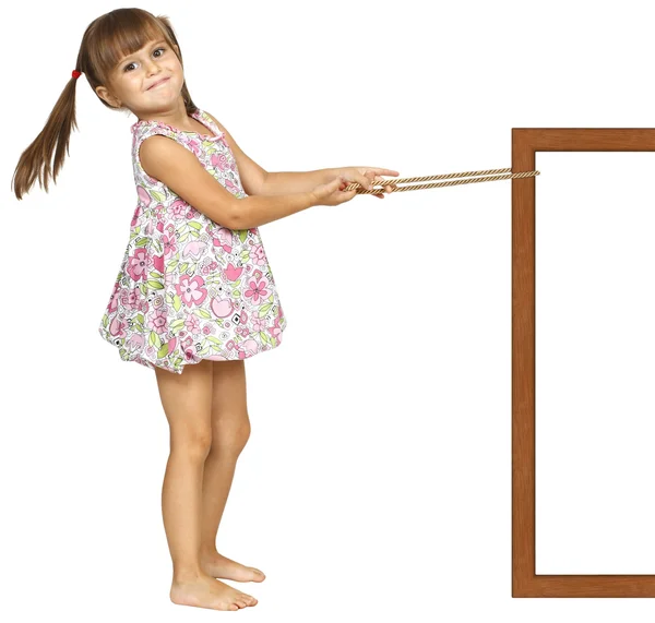 Dziecko dziewczynka ciągnąc ramki — Zdjęcie stockowe