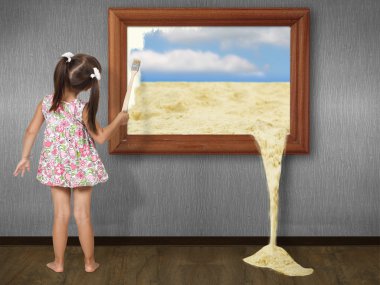 Little girl drawing picture clipart