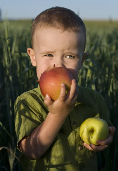 stock image Boy with delicious apple