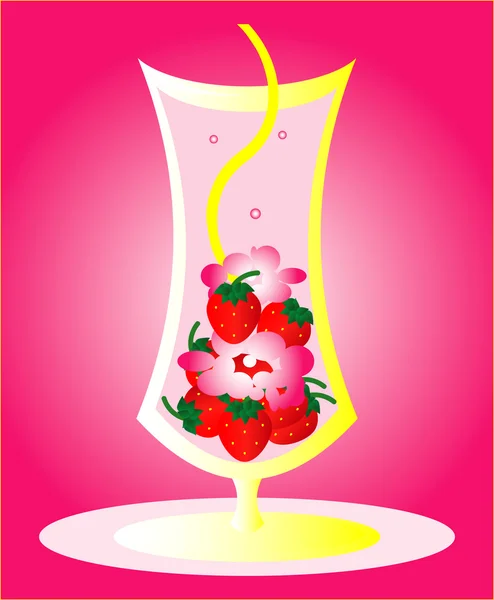 Cocktail med en jordgubbe — Stock vektor