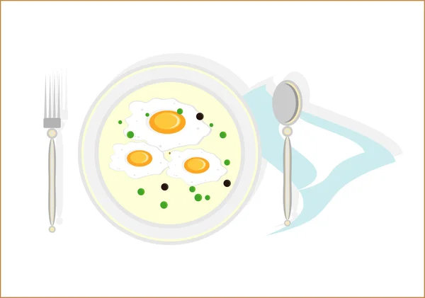 Plaka üzerinde sahanda yumurta — Stok Vektör