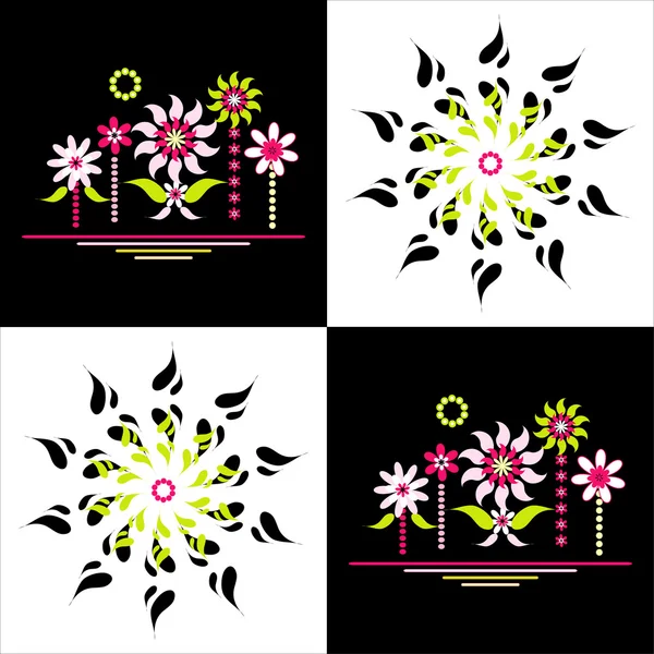 花の正方形の背景 — ストックベクタ