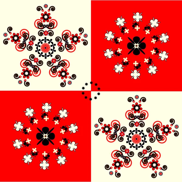 花のパターンの正方形の背景 — ストックベクタ