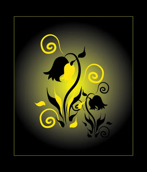 Μαύρο και κίτρινο λουλούδι — Διανυσματικό Αρχείο