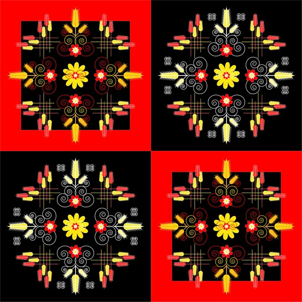 Modèle de fleur avec du blé sur fond carré — Image vectorielle