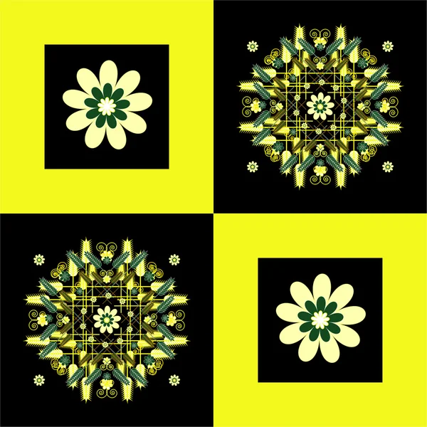 Patrón de flores sobre fondo cuadrado — Archivo Imágenes Vectoriales