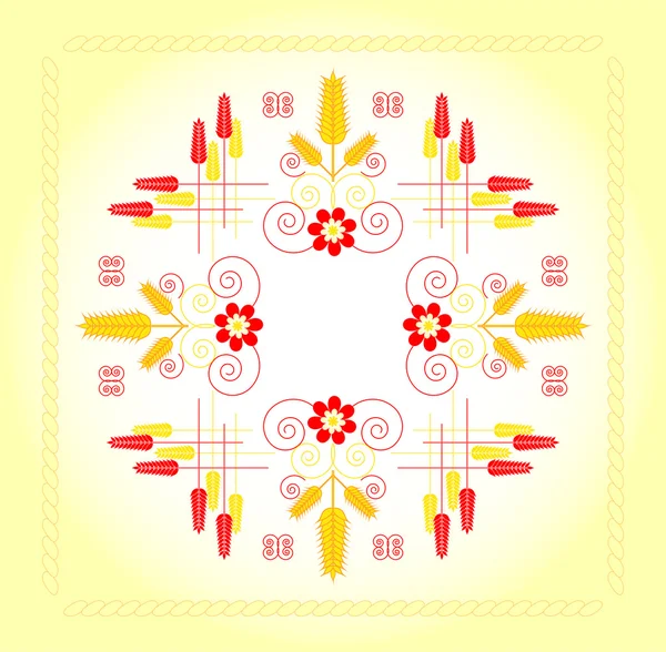Cadre décoratif avec blé et fleur — Image vectorielle