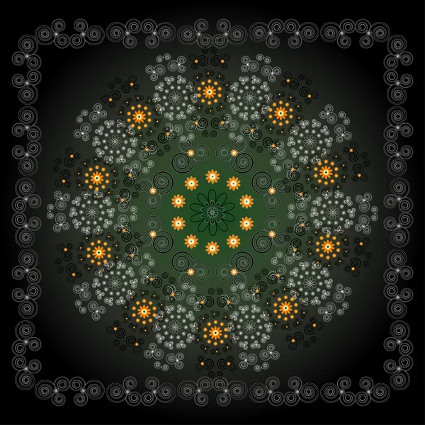 Cirkel patroon met bloem — Stockvector
