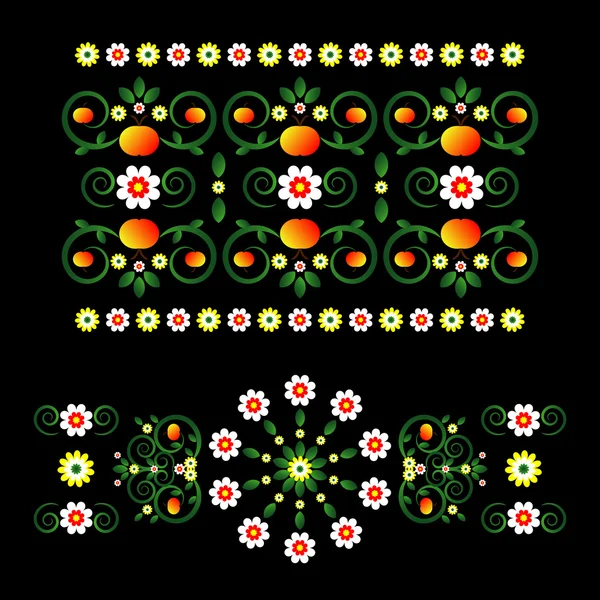 Ornamento horizontal com flor — Vetor de Stock