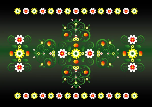 Horizontale ornament met bloem — Stockvector