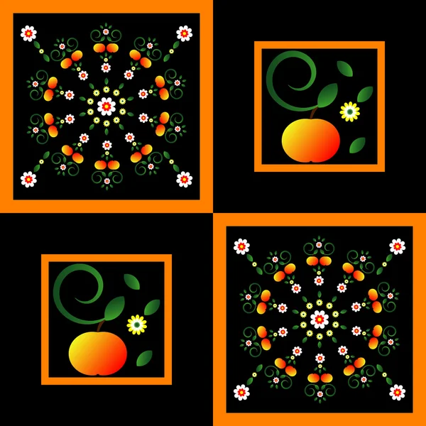 Mønster med blomst på kvadratisk bakgrunn – stockvektor