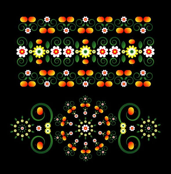 Ornamento orizzontale con fiore — Vettoriale Stock