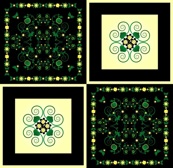 Patroon met bloem op vierkante achtergrond — Stockvector