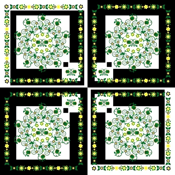 Patroon met bloem op vierkante achtergrond — Stockvector