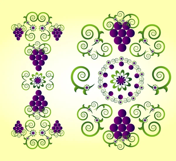 Ornement vertical avec raisin — Image vectorielle