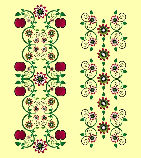 Вертикальный орнамент с яблоком — стоковый вектор