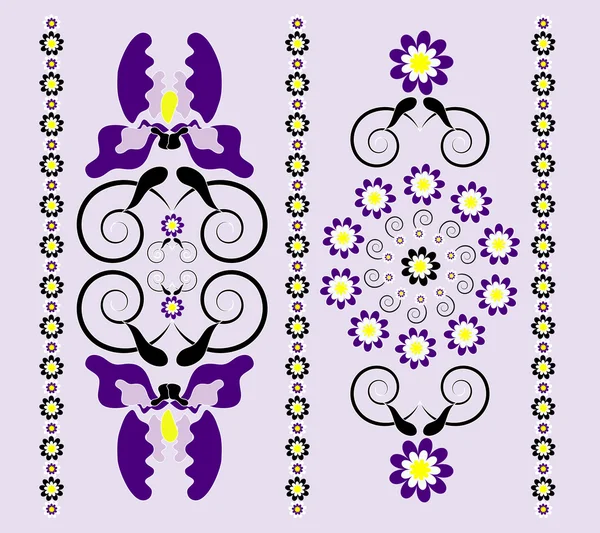 Verticale ornament met iris — Stockvector