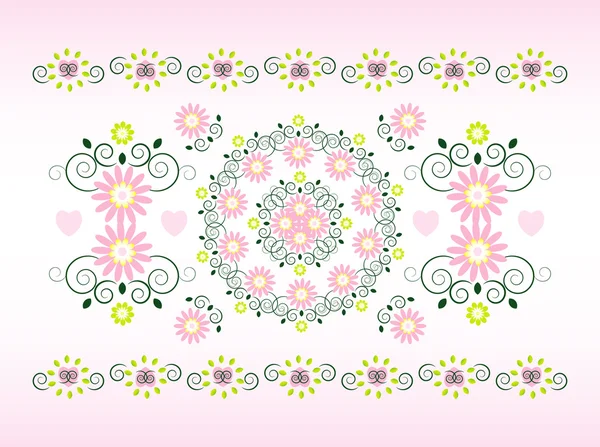 Ornement horizontal avec fleur — Image vectorielle