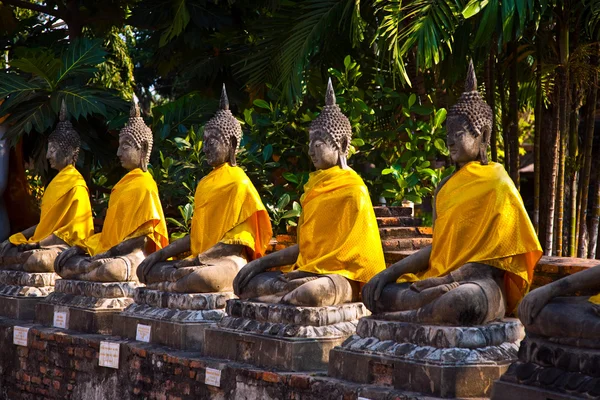 Wat yai chai mongkol ayutthay Tapınağı'nda Buda heykelleri — Stok fotoğraf