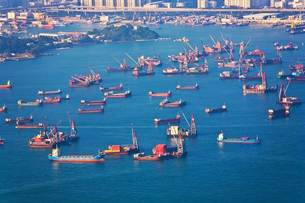 Vista del puerto de Hong Kong desde el pico Victoria — Foto de Stock