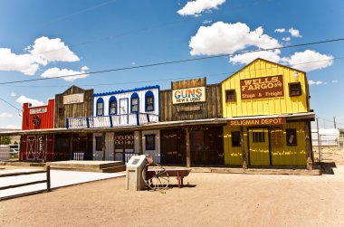 Old wooden western houses clipart