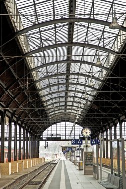 Classicistic iron train station from inside clipart