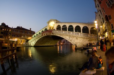 Rialto Bridge at the canale Grande at Night clipart