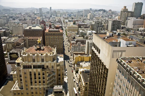 stock image Skyline of San Francisco seen from a sky scraper with blue sky