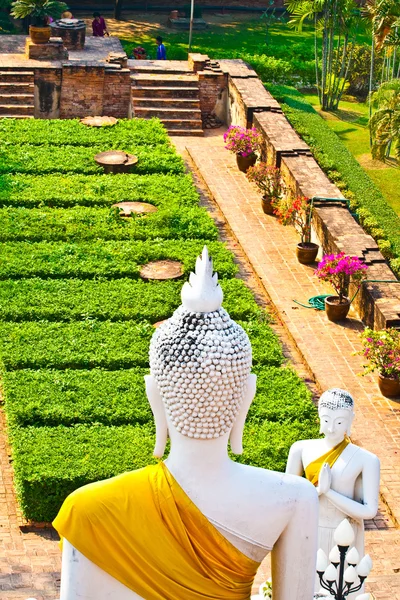 Schöne Statue von Buddhas im Tempel wat chai mongkol — Stockfoto
