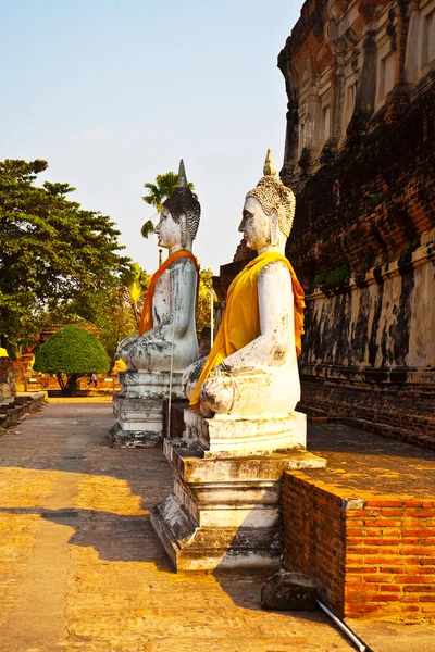 Wat yai chai mongkol Tapınağı'nda Buda heykelleri — Stok fotoğraf