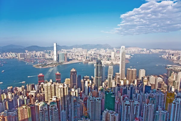 Hong kong město pohled z victoria peak — Stock fotografie