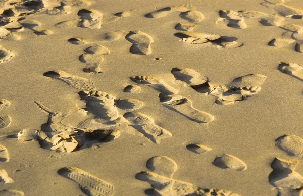석양 모래에 발자취 — 스톡 사진