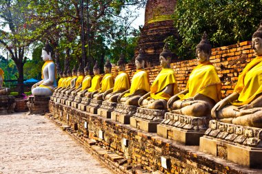 wat yai chai mongkol ayutthay Tapınağı'nda Buda heykelleri