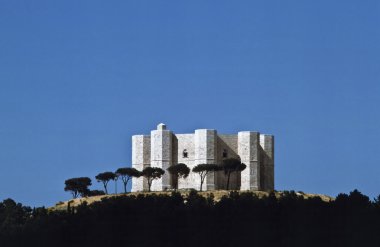 Castel del Monte on a solitary hill in southeast Italy clipart