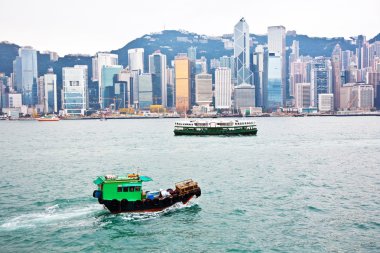 ünlü star feribot ile hong Kong victoria harbor peyzaj