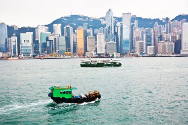 ünlü star feribot ile hong Kong victoria harbor peyzaj