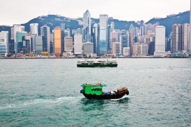 ünlü star feribot ile hong Kong victoria harbor peyzaj