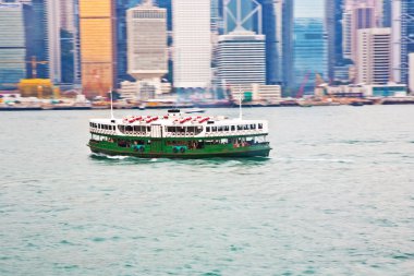 ünlü star feribot ile hong Kong victoria harbor peyzaj