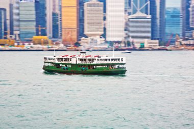 ünlü star feribot ile hong Kong victoria harbor peyzaj