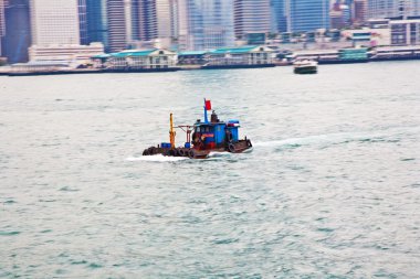 ünlü star feribot ile hong Kong victoria harbor peyzaj