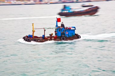 ünlü star feribot ile hong Kong victoria harbor peyzaj