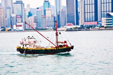 hong Kong victoria limanı ile motorboad ve peo peyzaj